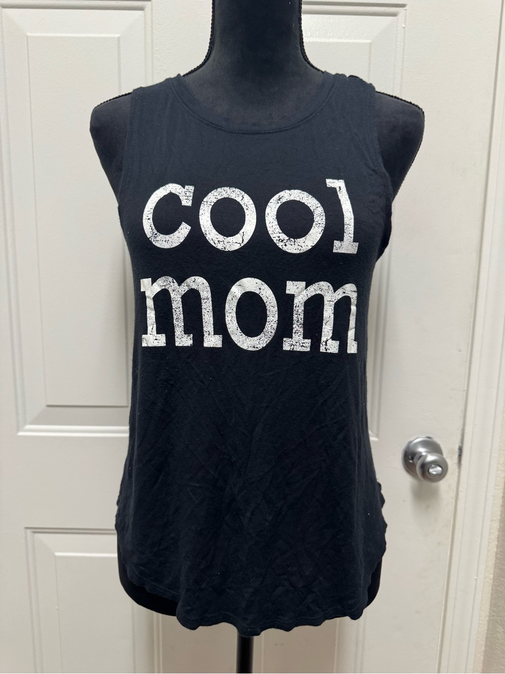 Grayson Threads Black Tank Top with White "cool mom" Graphic